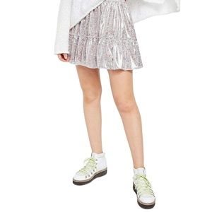 NWOT Free People Metallic Floral bubble skirt M